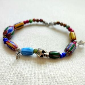 Colorful Beaded Skull Bracelet